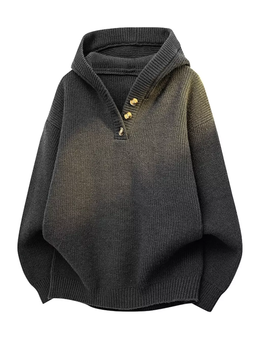 Men's Plus Size Button Detail Hooded Sweater, image 8