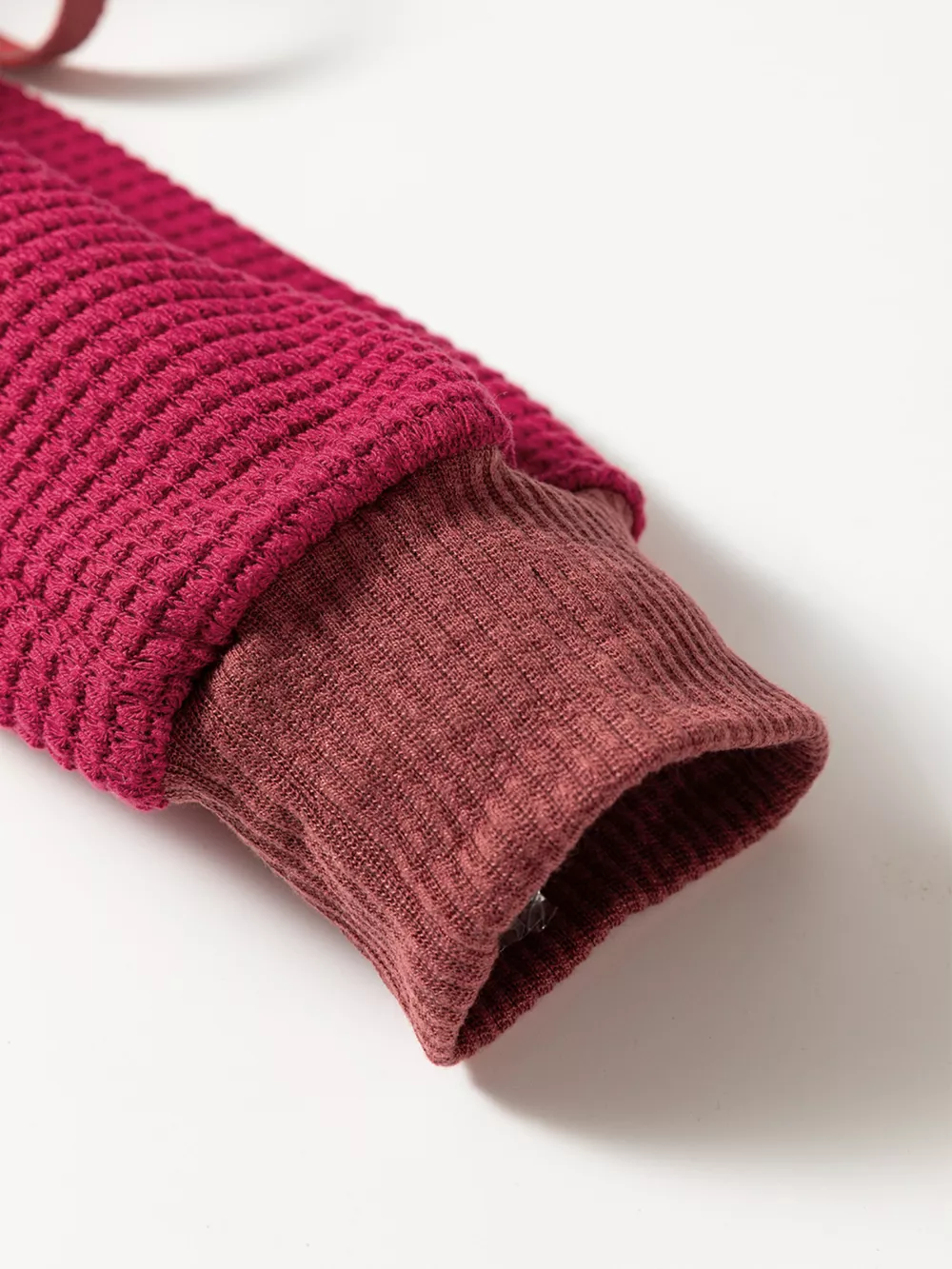 Waffle Knit Henley Sweatshirt with Button Detail, image 11