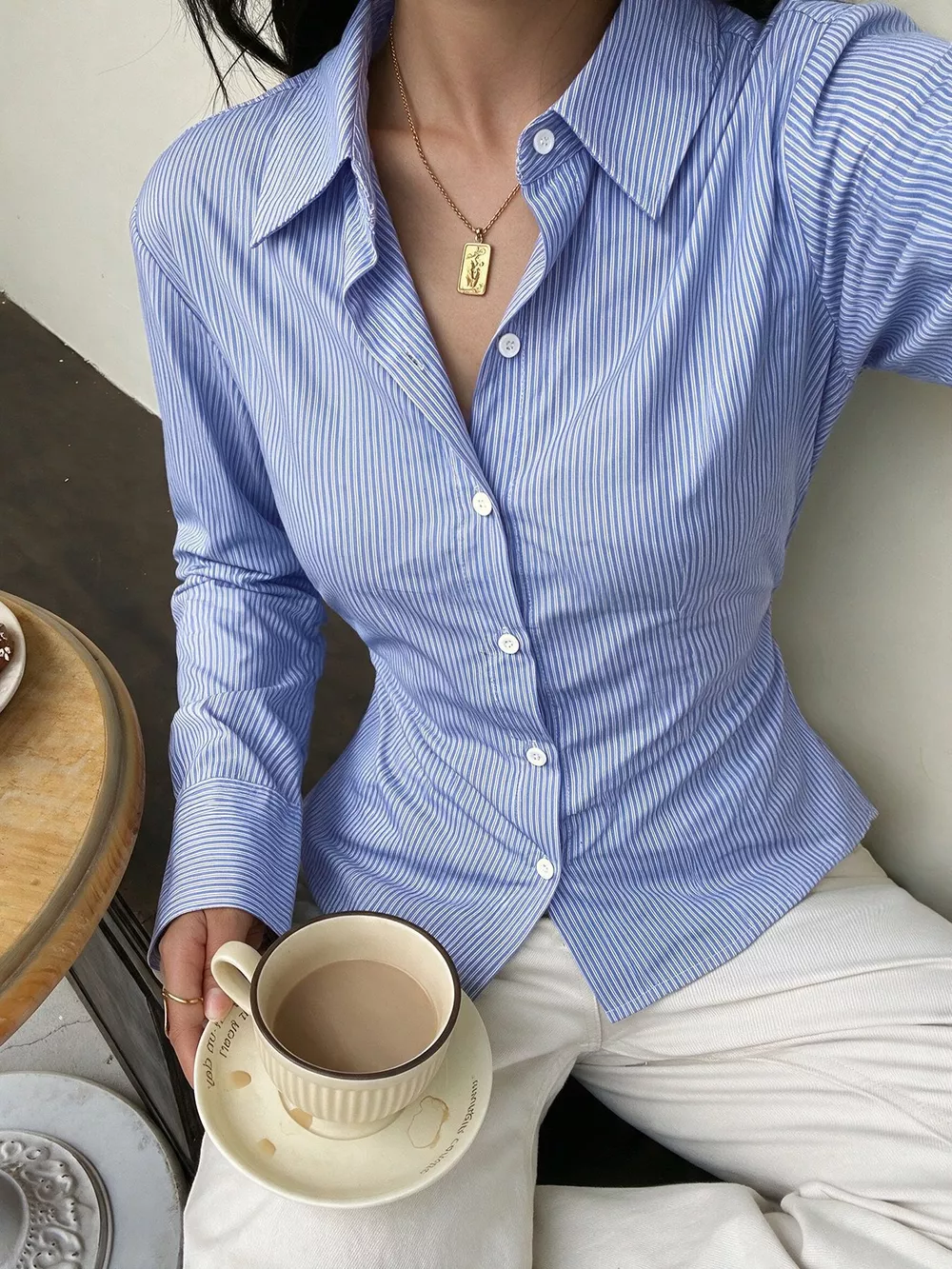 Striped Slim-Fit Button-Down Shirt, image 4
