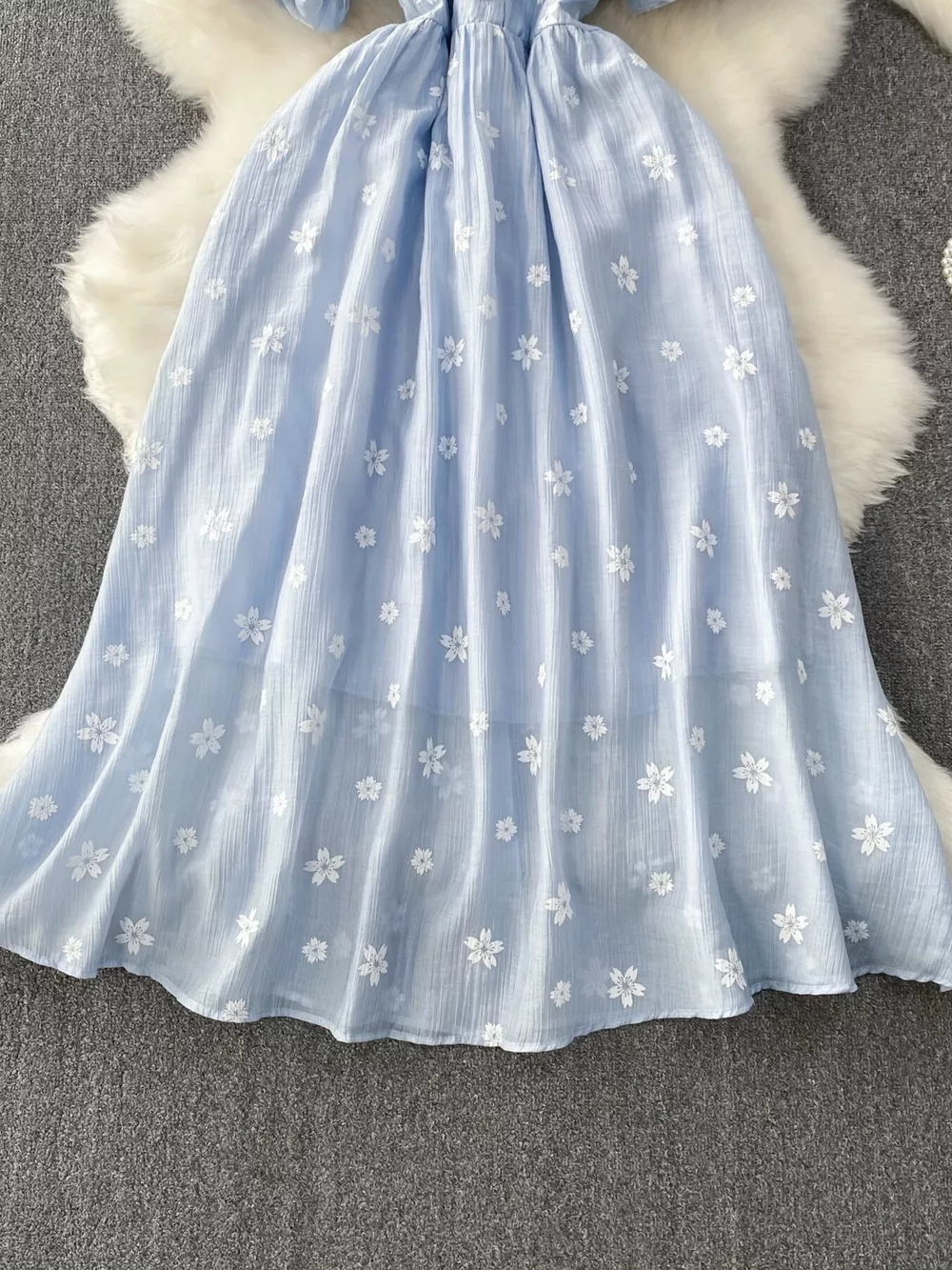 Floral Puff Sleeve A-Line Midi Dress, image 3