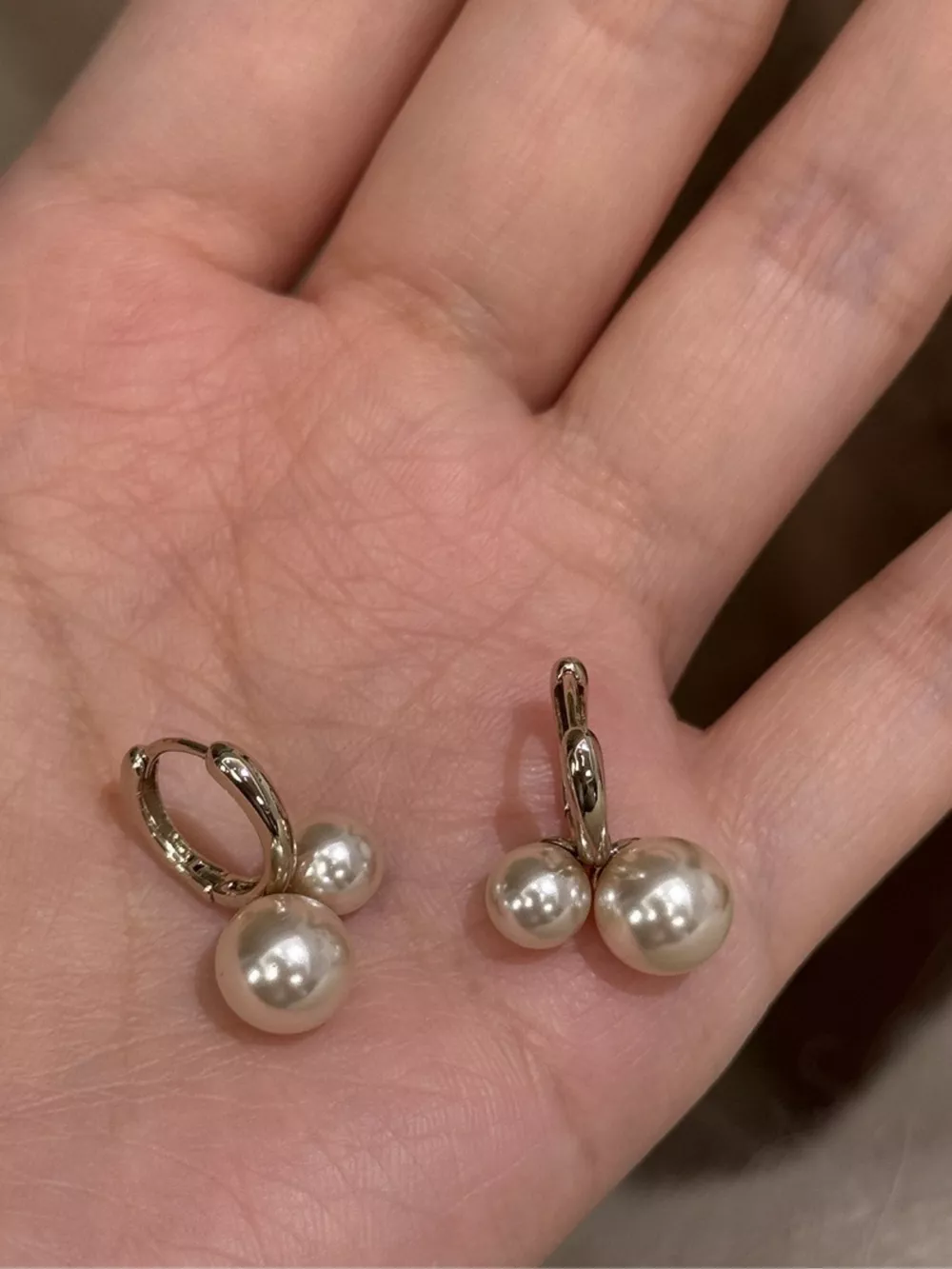 Double Pearl Hoop Earrings, image 4
