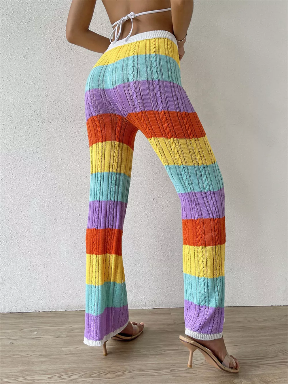 Striped Crochet Hollow-Out Knit Pants, image 10