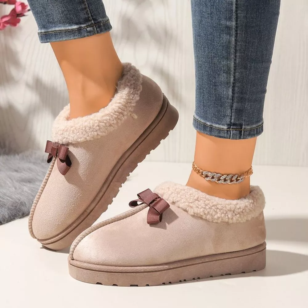 Cozy Bowknot Plush Lined Slip-Ons, image 31