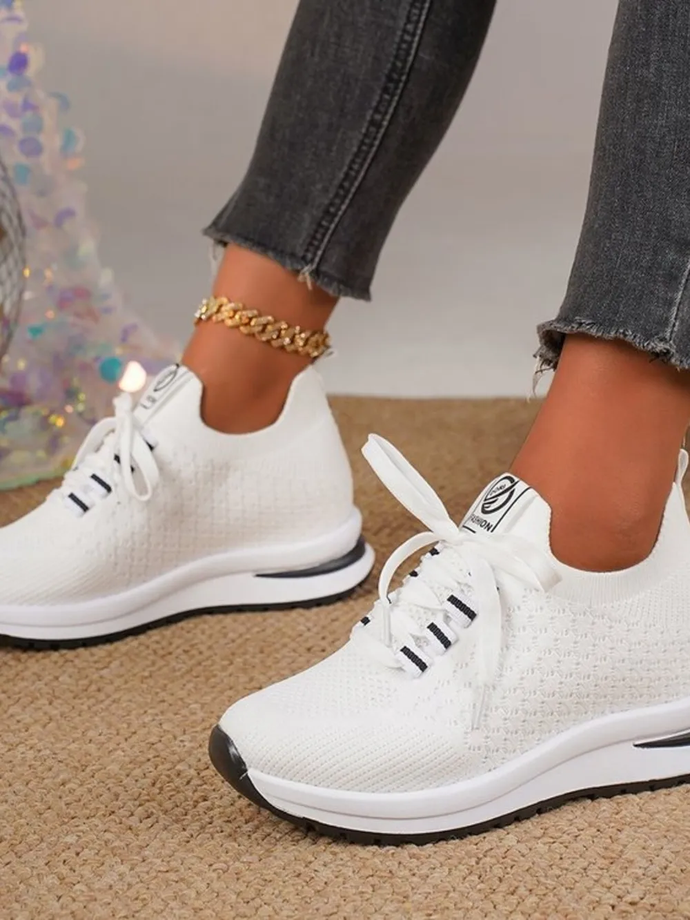 Breathable Mesh Lace Up Sneakers, image 3