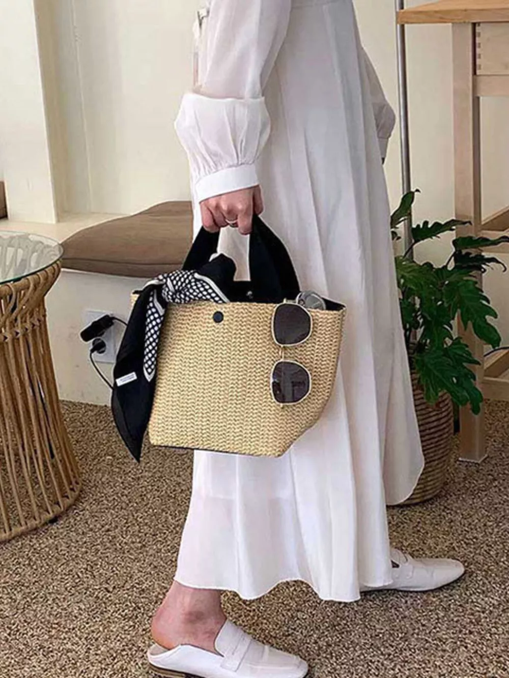 Woven Straw Tote Bag, image 2