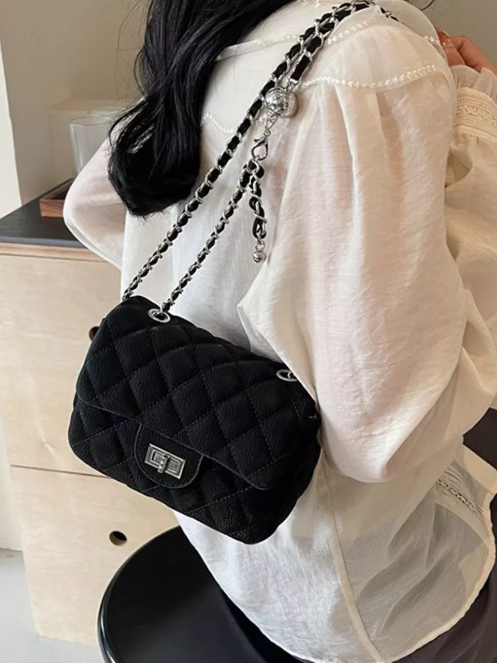 Quilted Chain Crossbody Bag