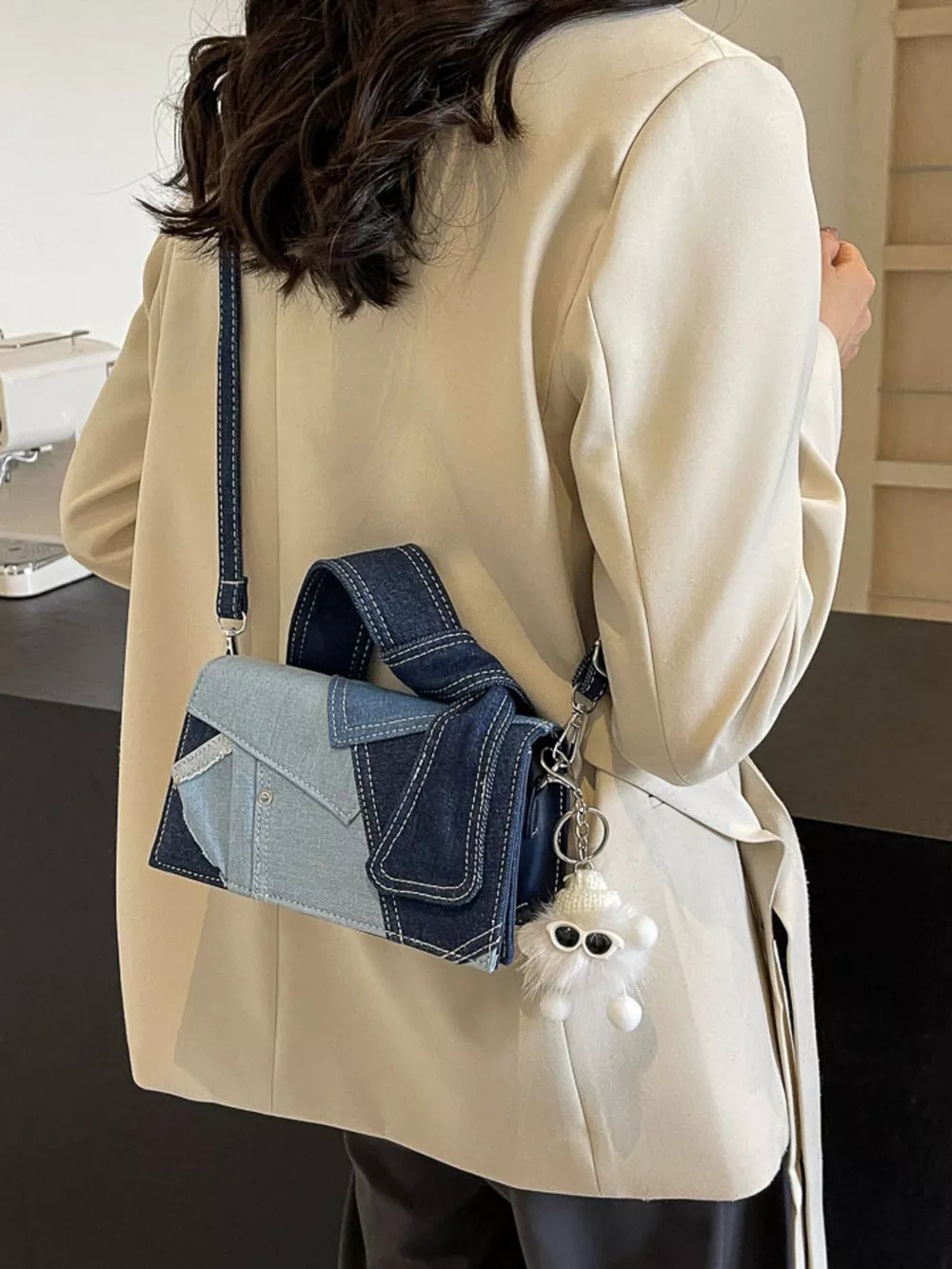 Denim Patchwork Crossbody Bag, image 2