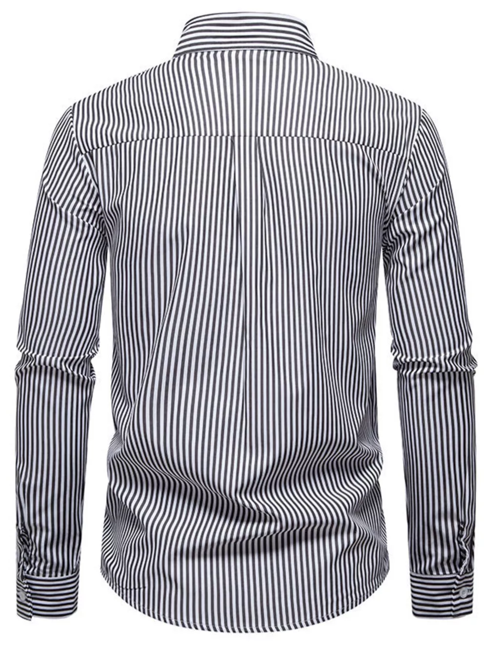 Men's Striped Woven Pattern Long Sleeve Shirt, image 7