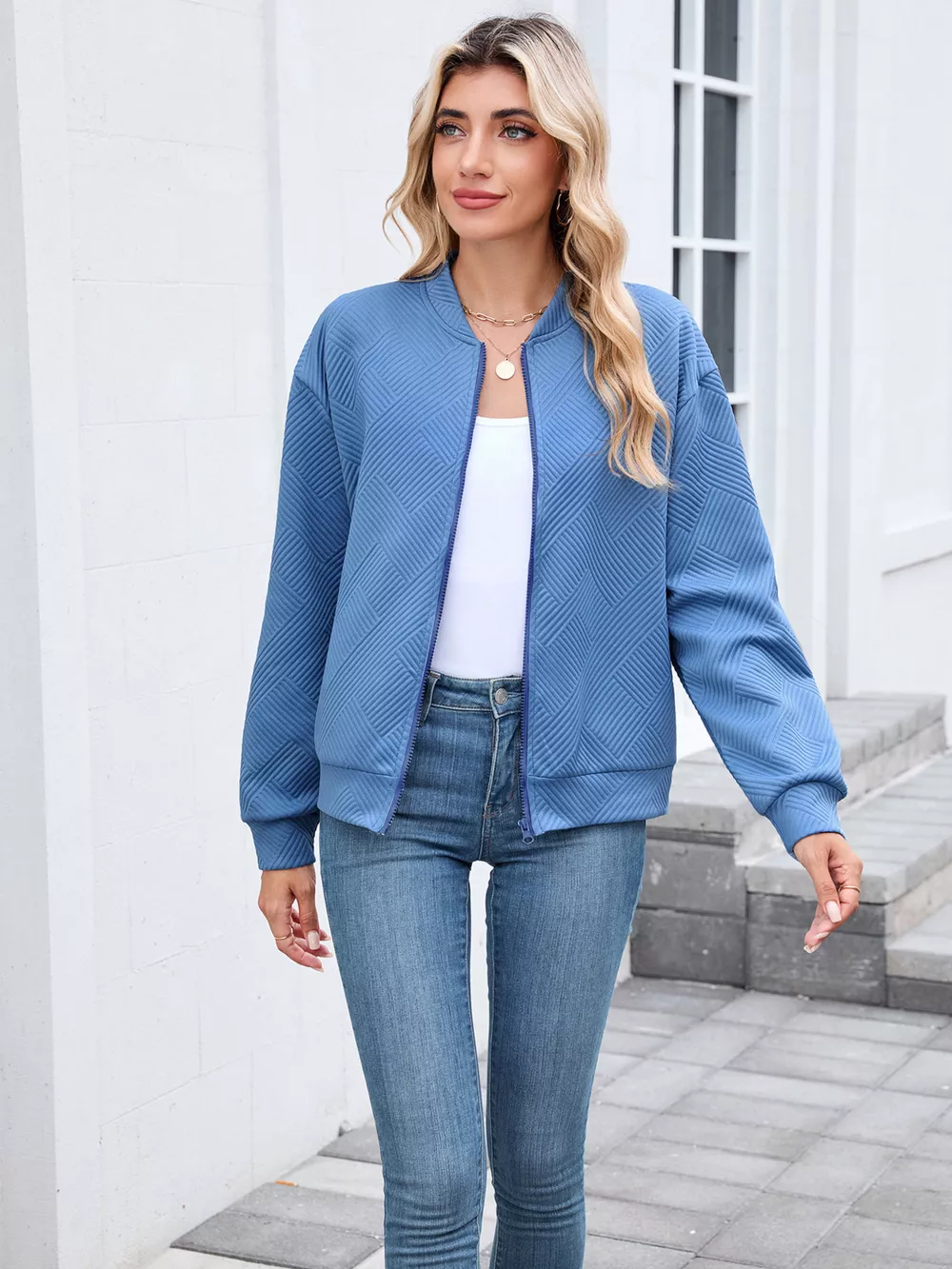 Textured Zip Up Jacket, image 19