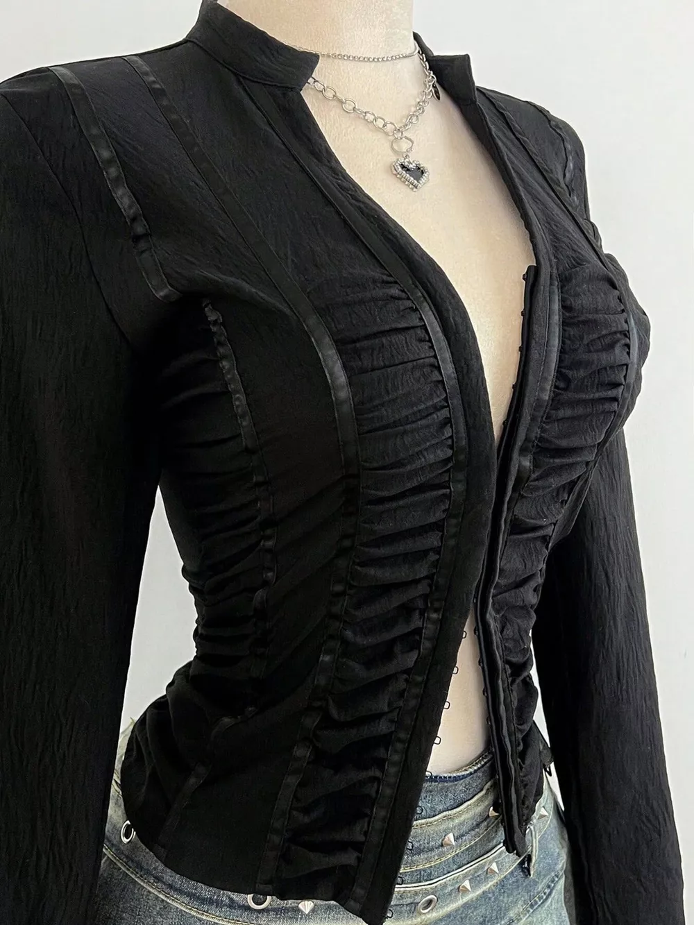 Ruched Slim-Fit Long Sleeve Top, image 2
