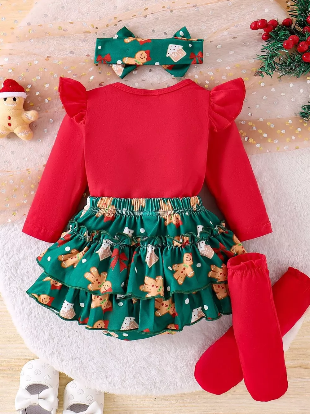 Children's My First Christmas Ruffle Sleeve Set, image 8