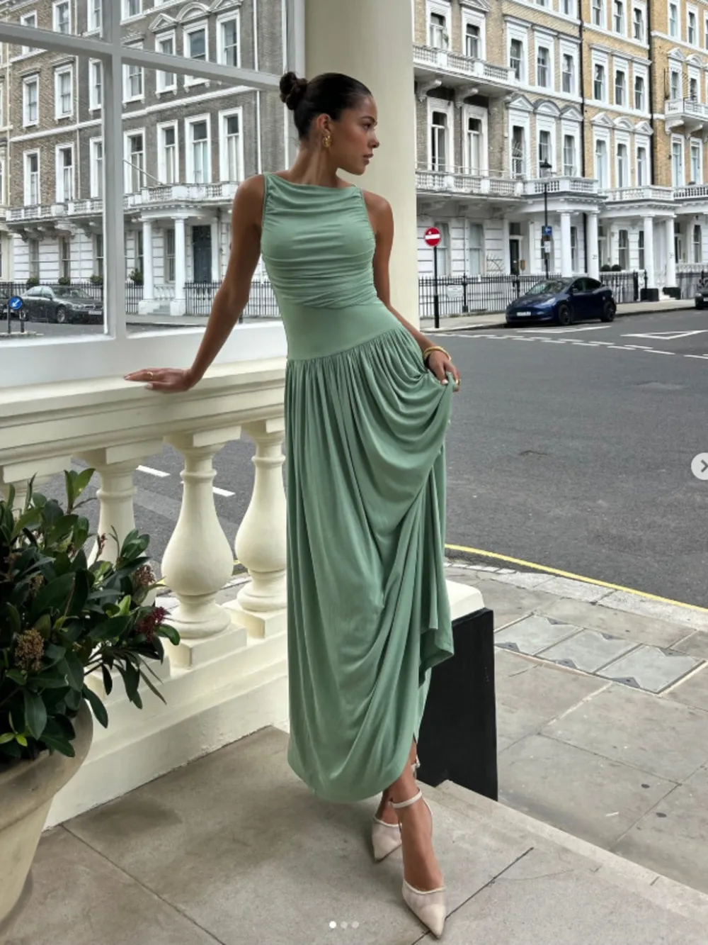 Ruched Sleeveless Maxi Dress, image 3