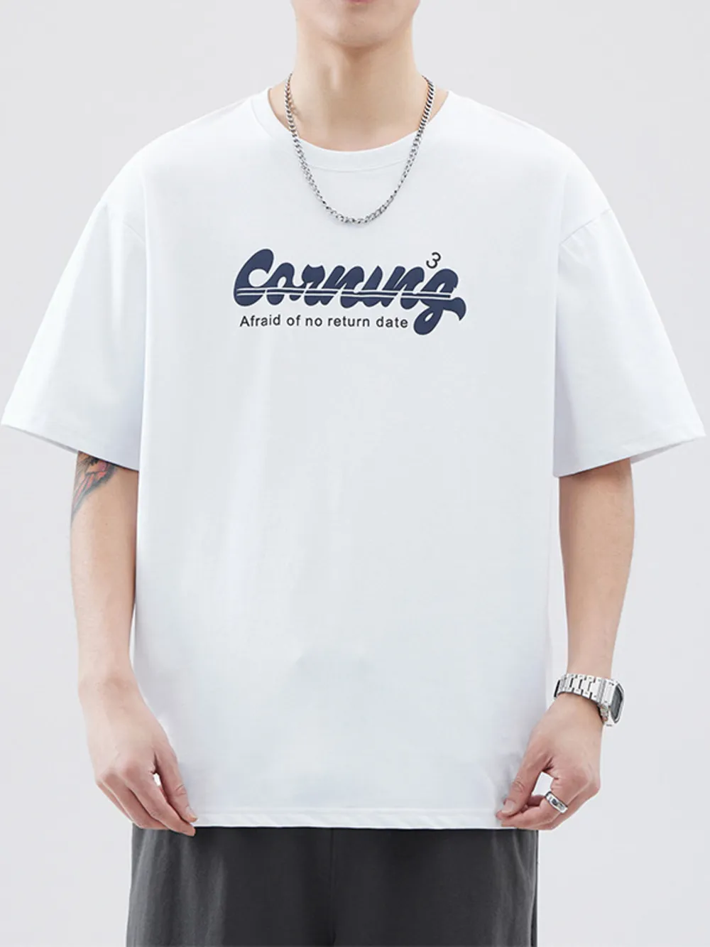 Men's Plus Size Letter Round Neck Half Sleeve T-Shirt, image 5