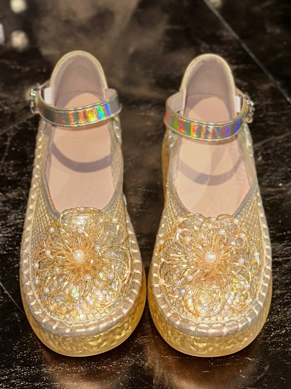 Flower Round Toe Platform Slip-Ons, image 5