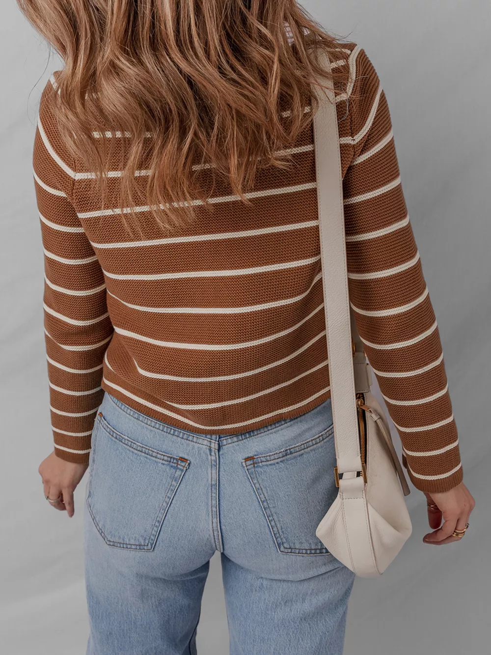 Tie Front Striped Knit V Neck Cardigan, image 5