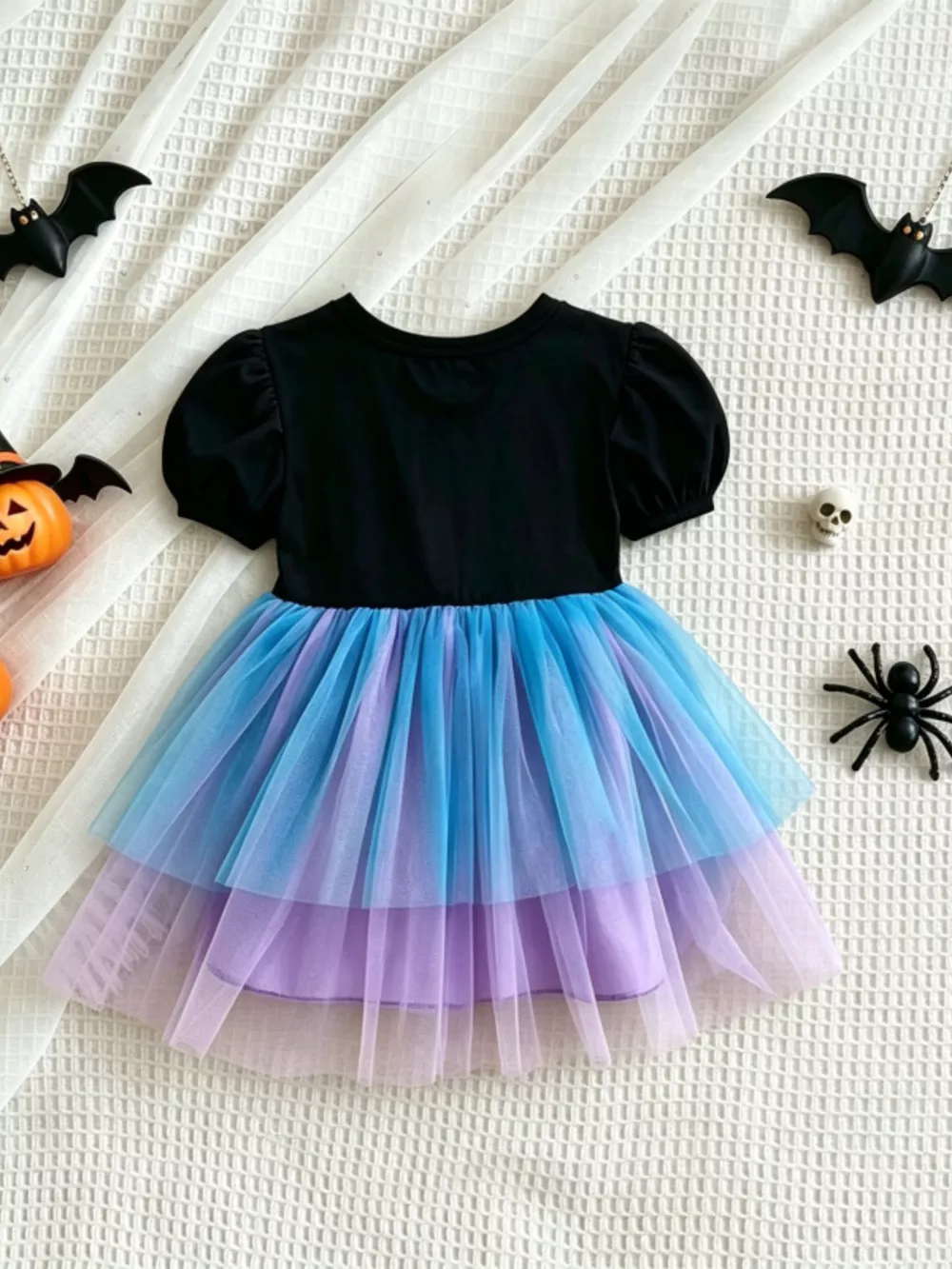 Children's Halloween Skeleton Graphic Tulle Tutu Dress, image 6