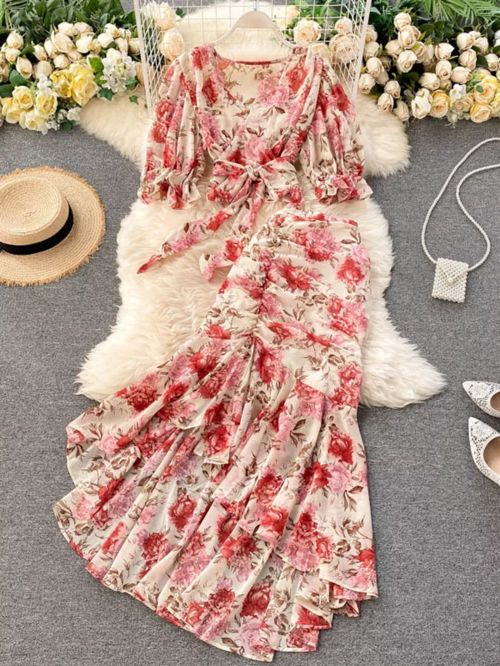 Floral Print Crop Top and Skirt Set, image 9