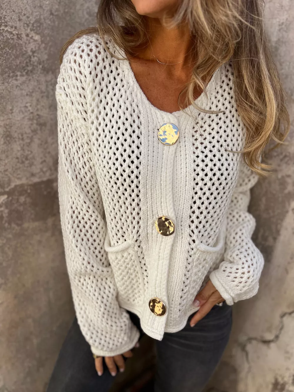 Crochet Button Up Long Sleeve Cardigan, image 26