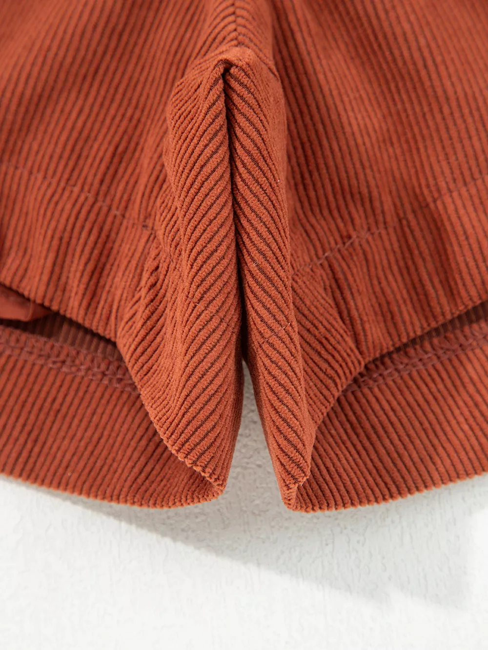 Button Decor Scalloped Edge High Waist Corduroy Shorts, image 8