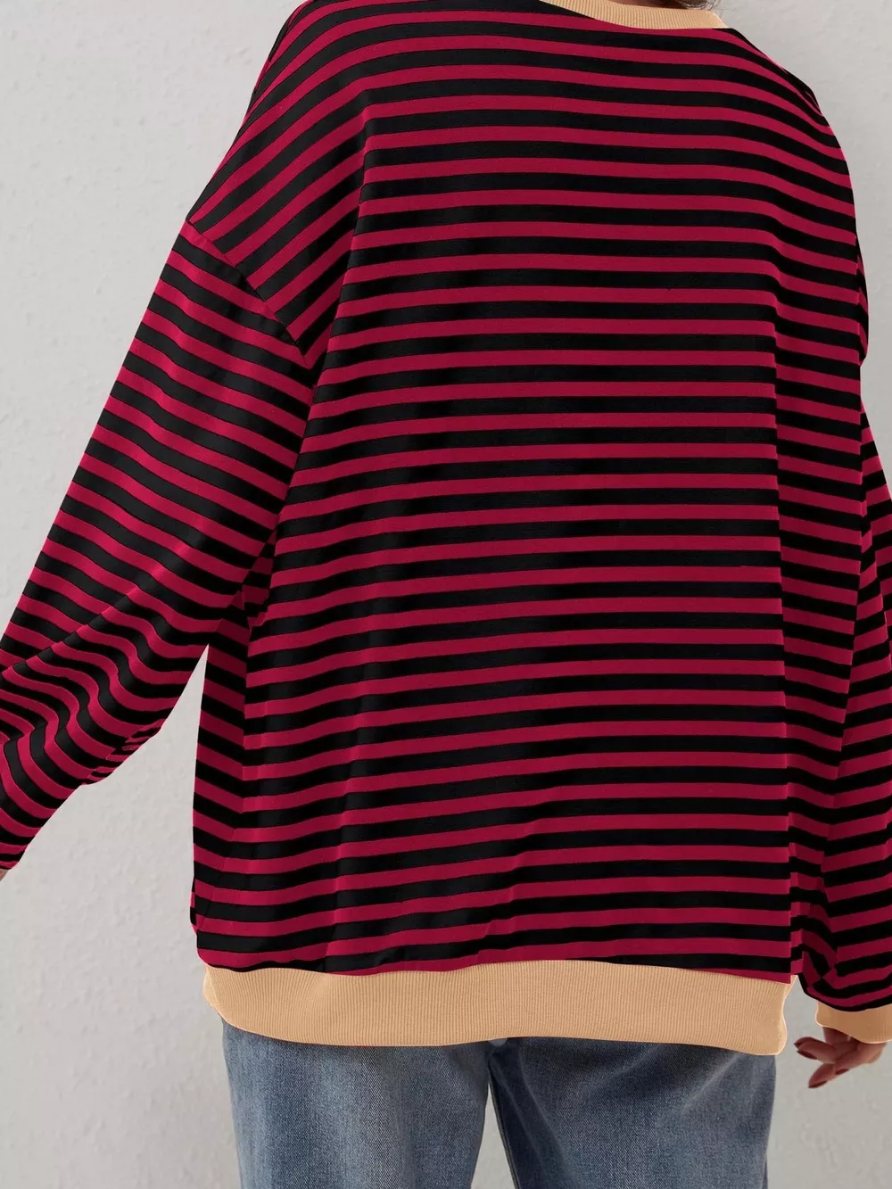 Striped Contrast Trim Oversized Sweatshirt, image 6