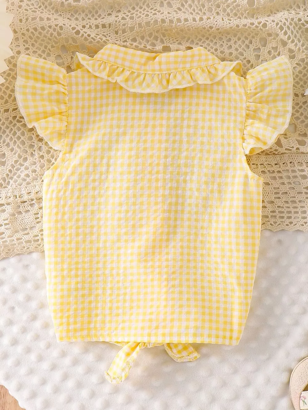 Children's Gingham Ruffle Collar Sleeveless Shirt, image 6