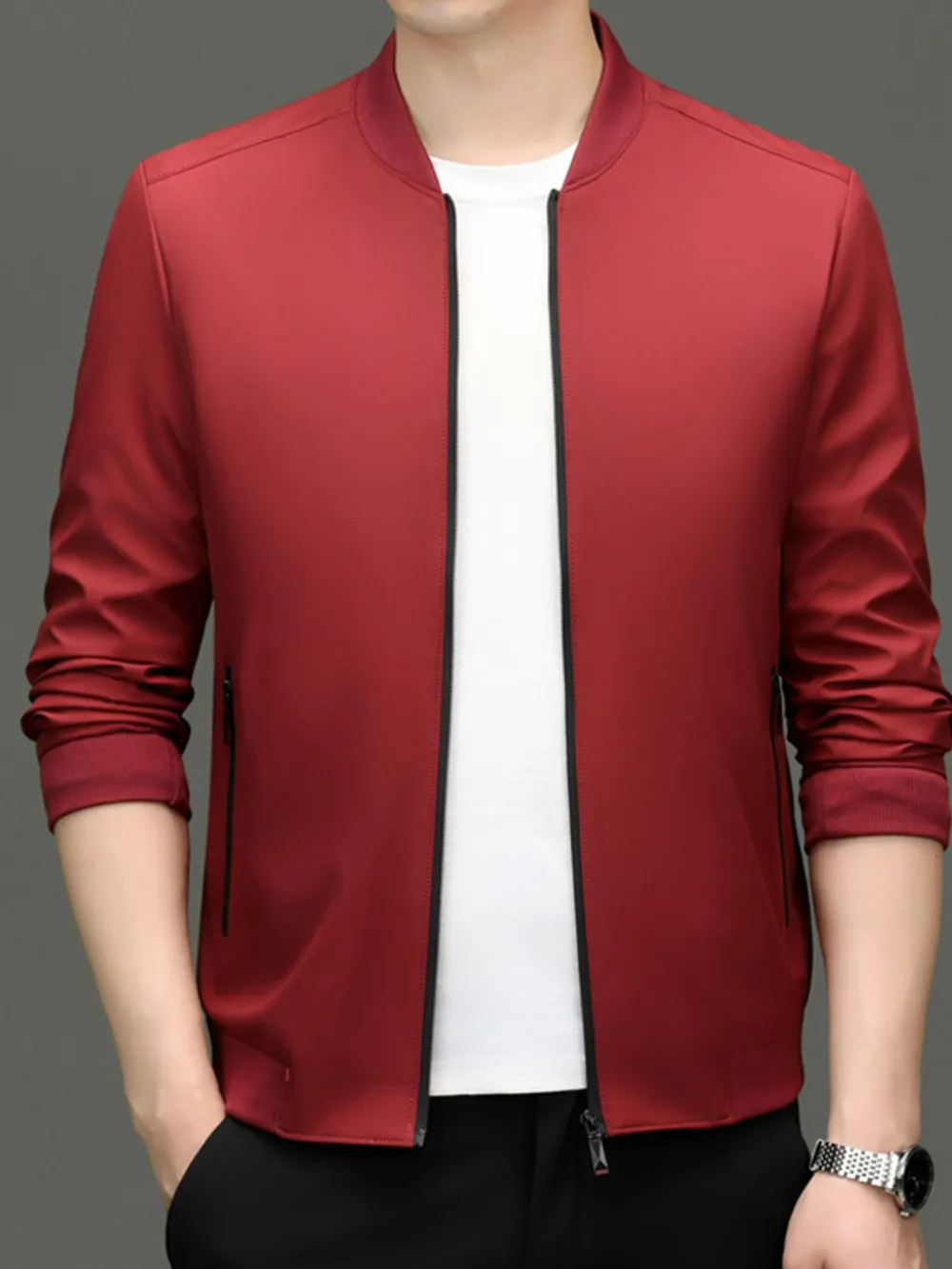 Men's Zip Up Long Sleeve Jacket, image 4