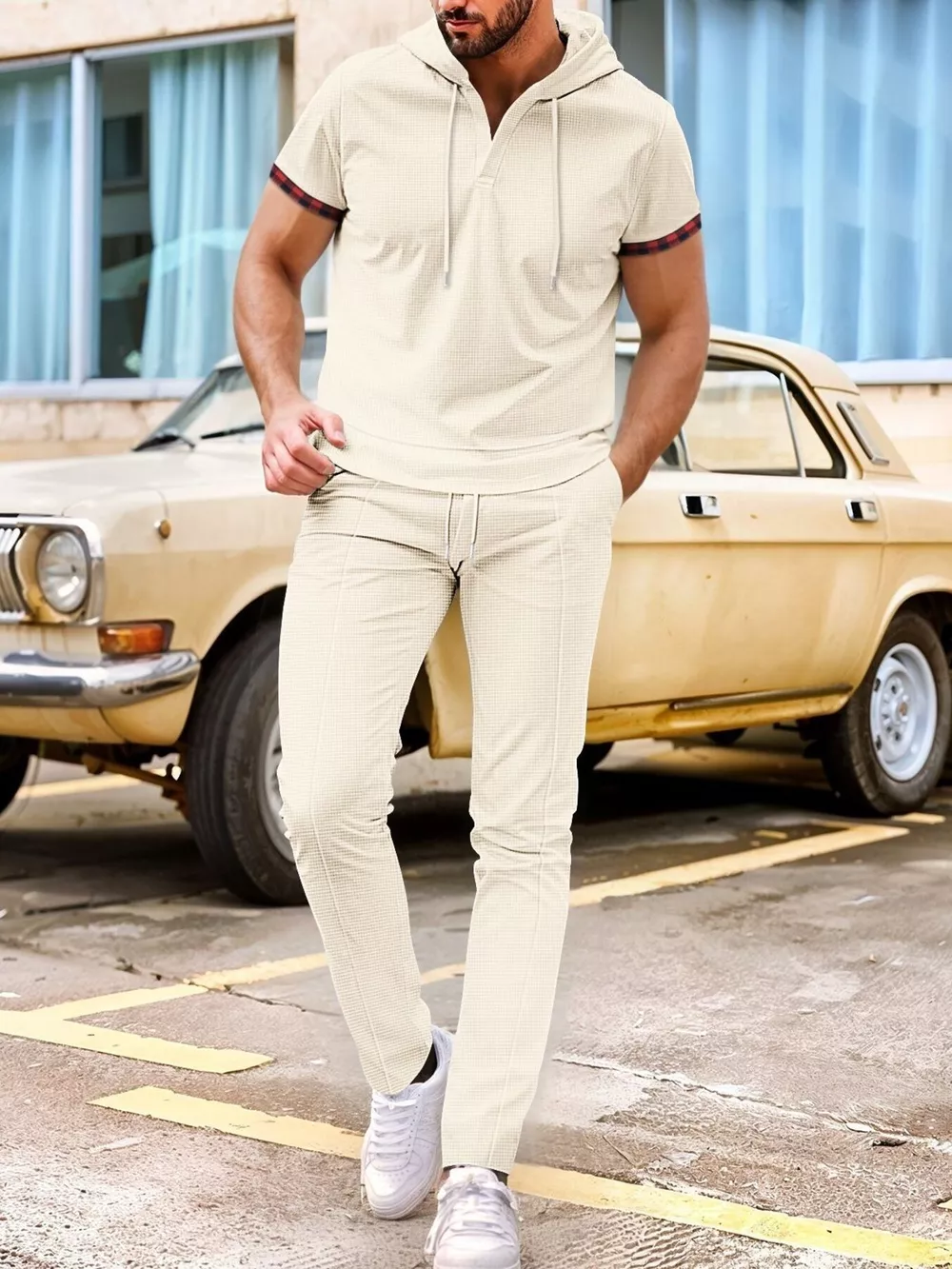Men's Full Size Casual Short-Sleeve Hoodie and Pants Set Plus Size, image 13