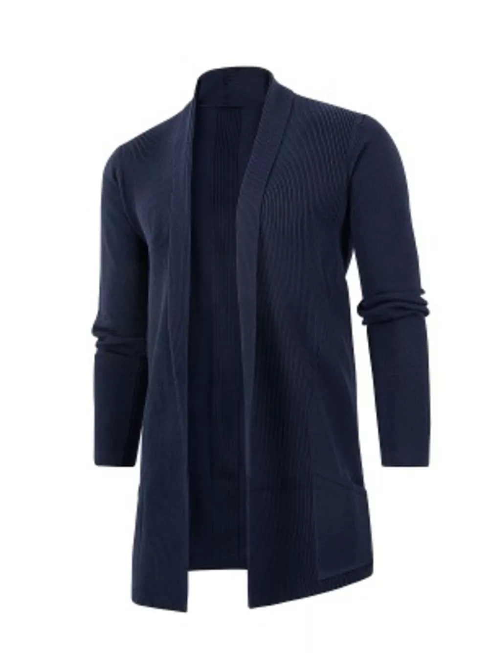 Men's Plus Size Heathered Open Front Longline Knit Cardigan with Pockets, image 7