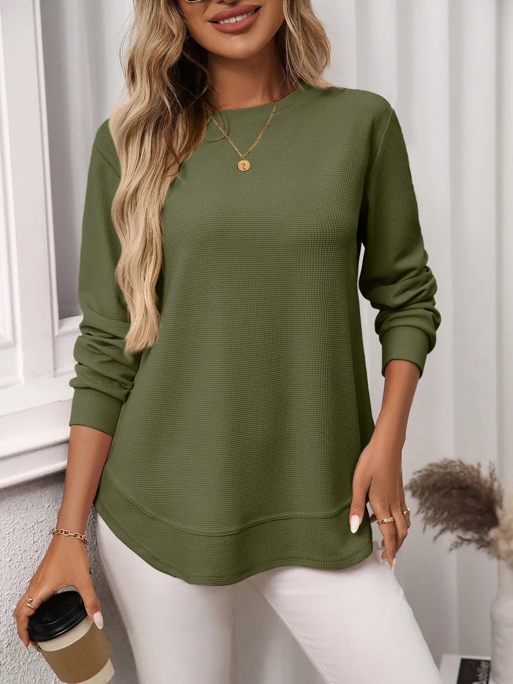 Long Sleeve Round Neck T-Shirt, image 19