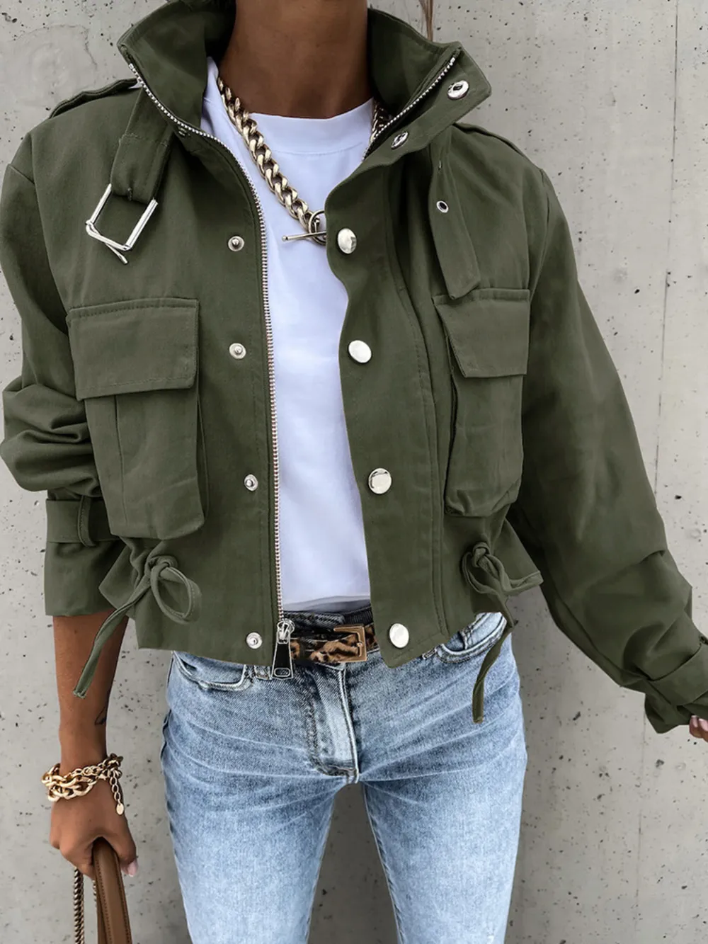 Snap Down Long Sleeve Jacket