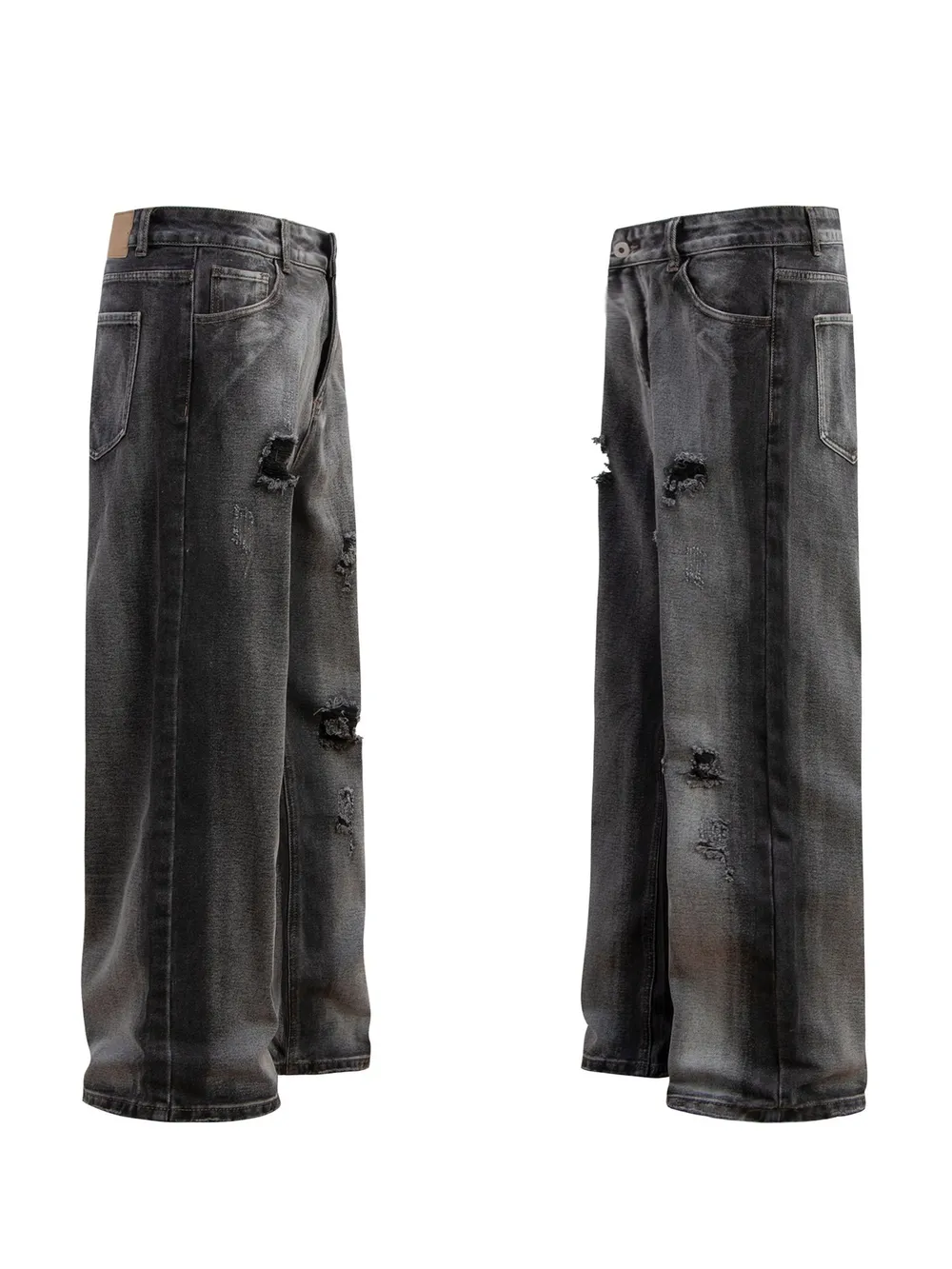 Men's Distressed Wide-Leg Jeans, image 2