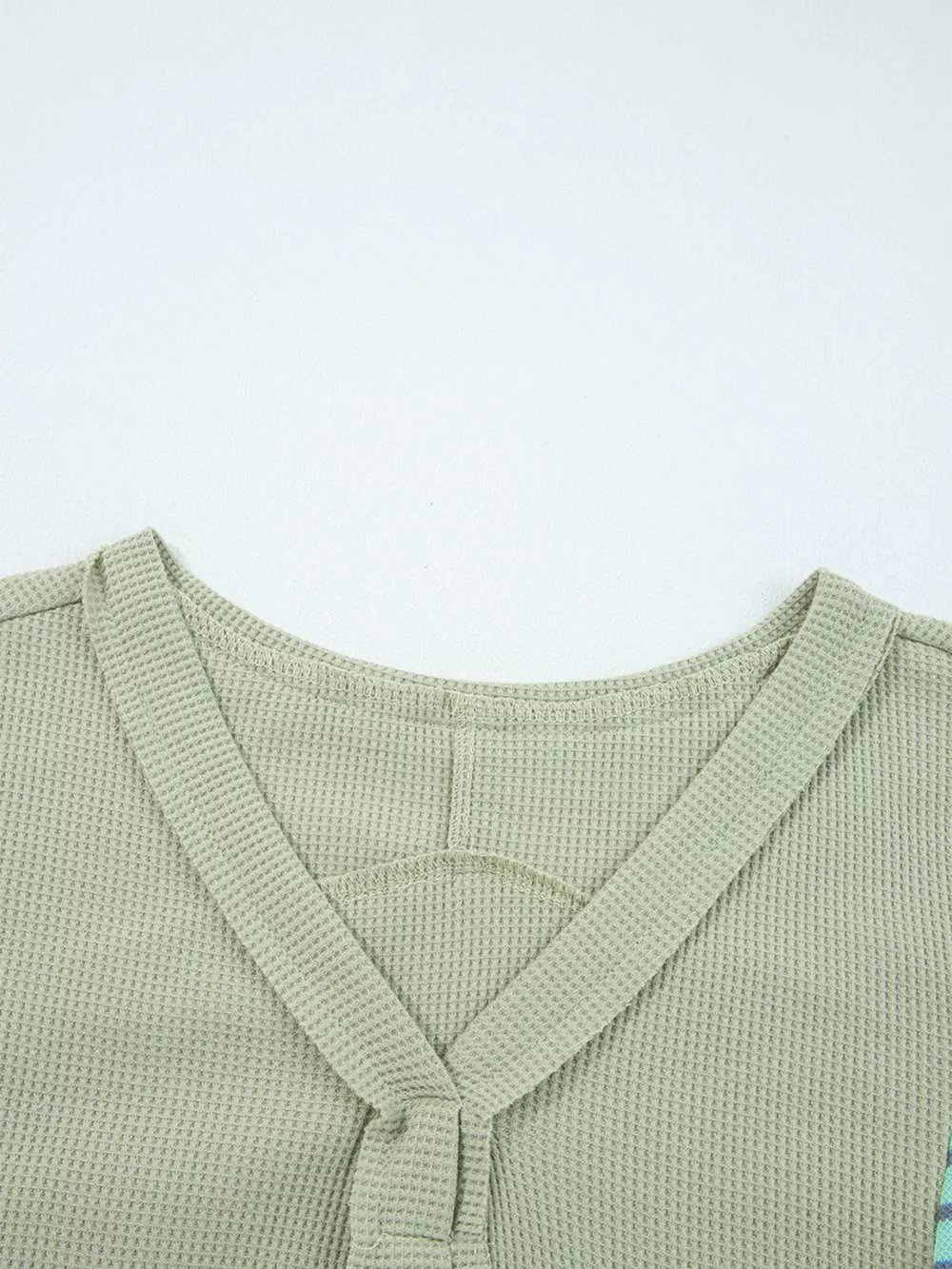 Exposed Seam Waffle Striped Patchwork Baggy Blouse, image 6