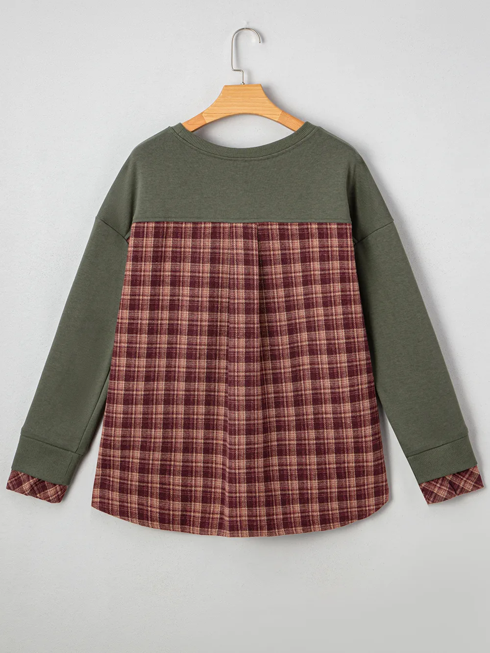 Plaid Patchwork Drop Shoulder Sweatshirt, image 8