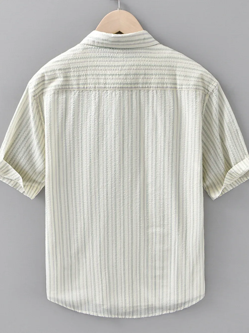 Men's Plus Size Striped Button Up Short Sleeve Shirt, image 3
