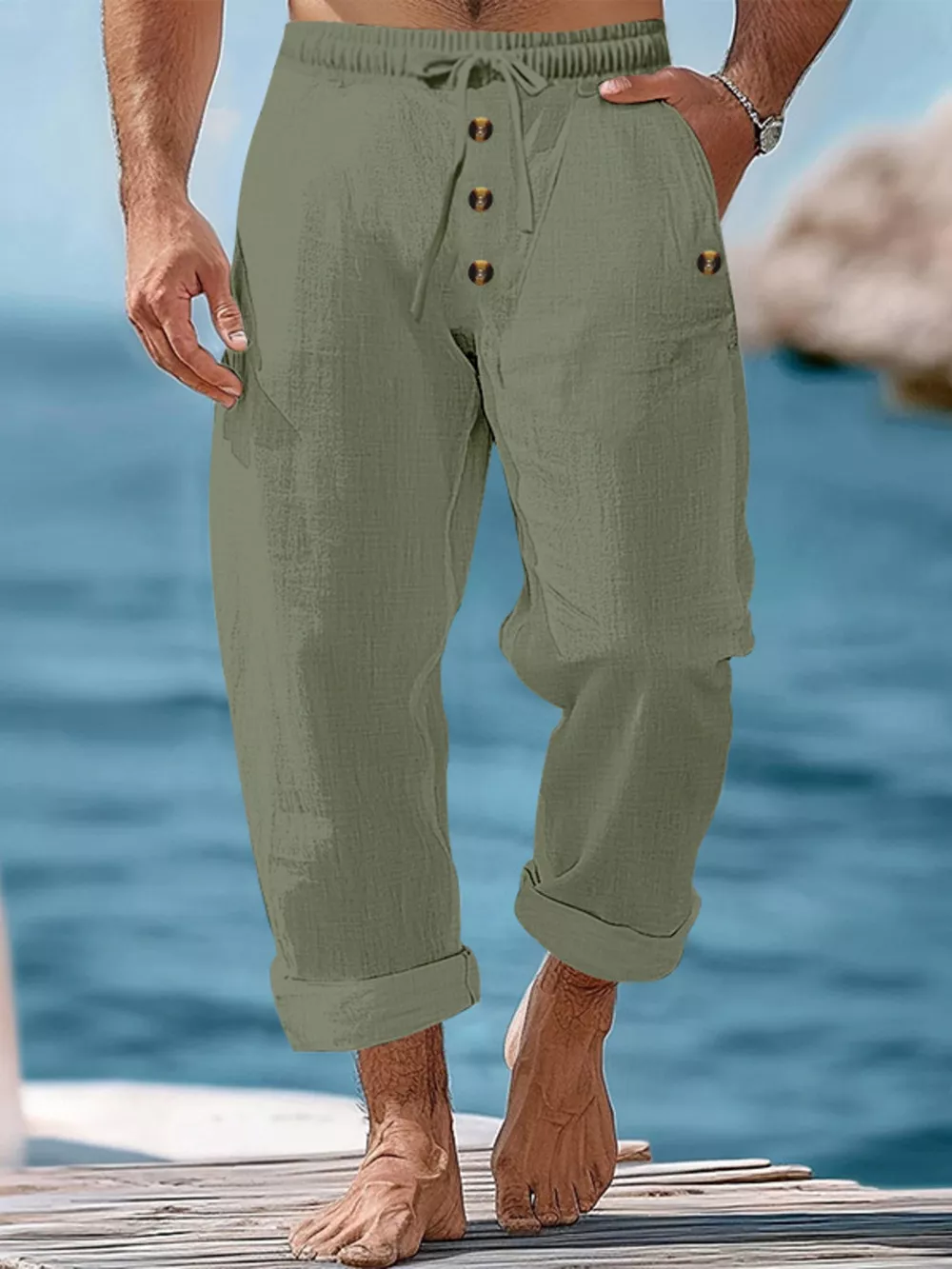 Men's Full Size Button-Fly Drawstring Pants Plus Size, image 13