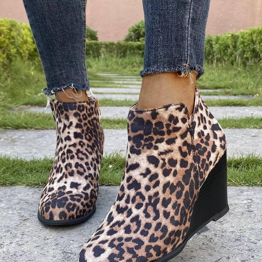 Round Toe Wedge Ankle Boots, image 10