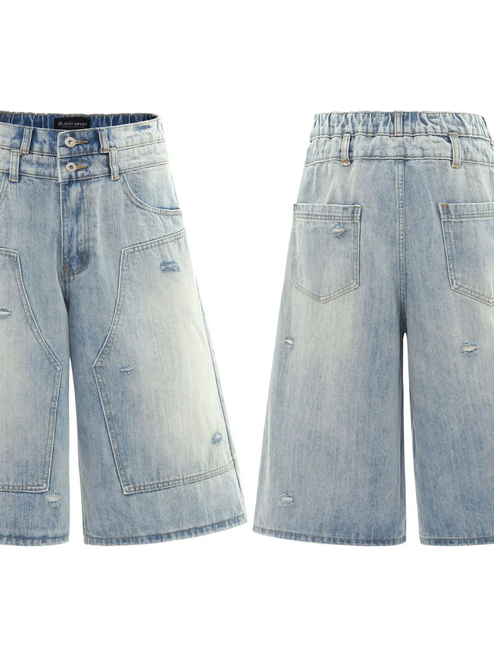 Men's Washed Wide Leg Cropped Jeans, image 4