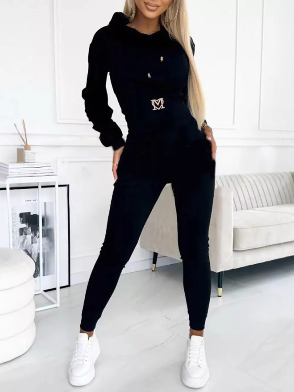 Full Size Drawstring Cropped Hoodie and Pants Set Plus Size, image 7