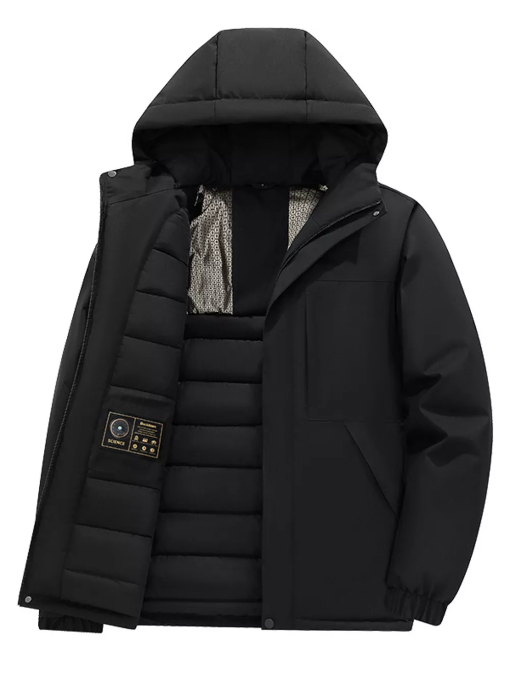 Men's Full Size Zip Up Hooded Winter Coat Plus Size