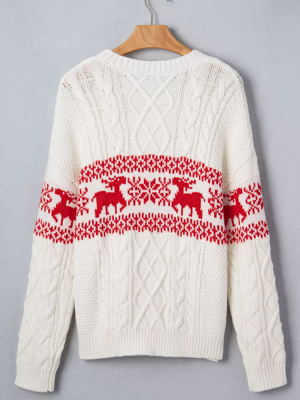 Reindeer Pattern Cable Knit Christmas Fashion Sweater, image 6