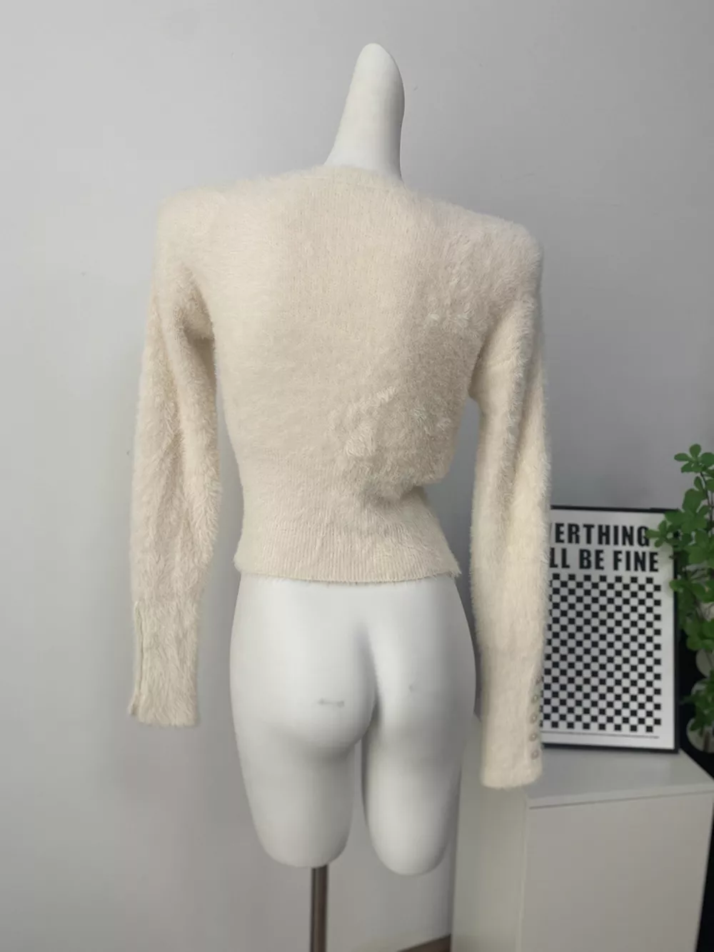 Soft Fuzzy Button-Down Cropped Cardigan, image 11