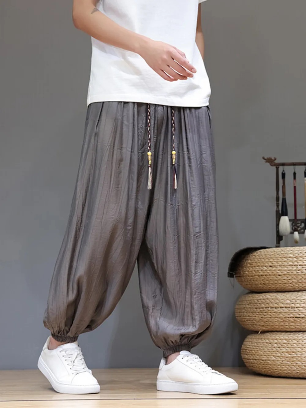 Men's Plus Size Drawstring Loose Fit Joggers, image 6