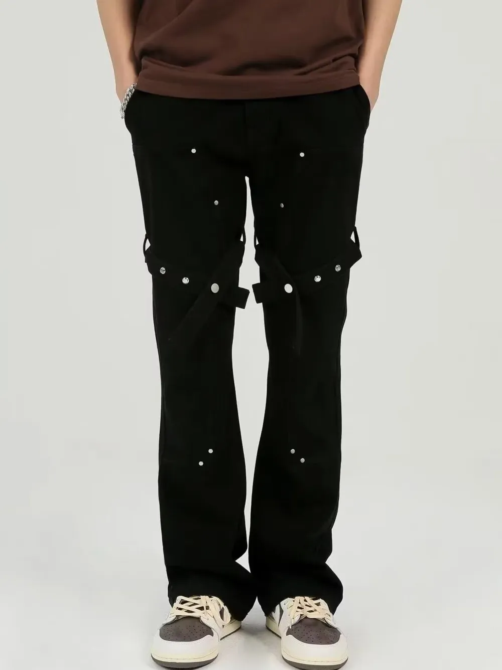 Men's Plus Size Stud Embellishments Bootcut Pants