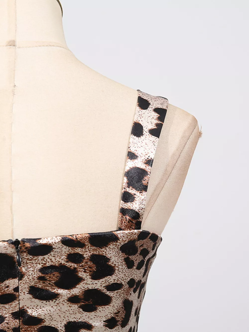 Leopard Print Bodycon Back Slit Midi Dress, image 7