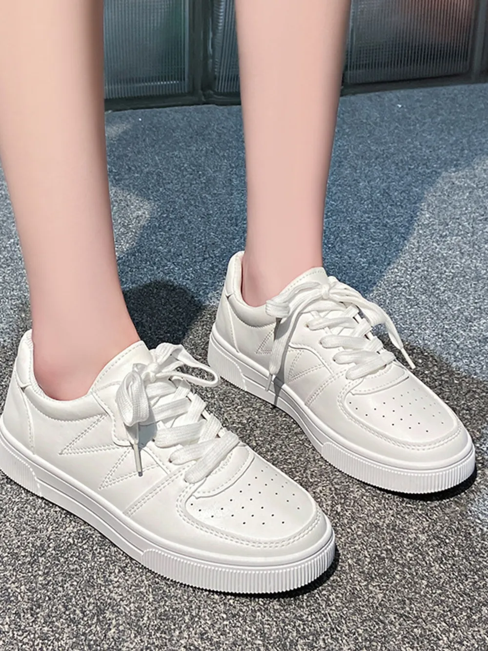 Lace Up Round Toe Sneakers, image 4