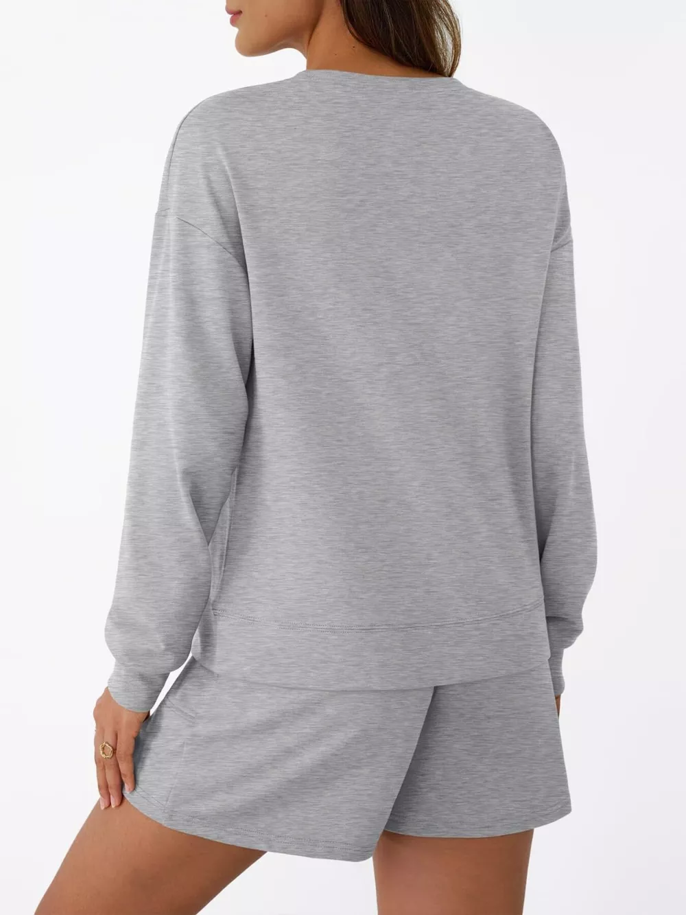 Round Neck Long Sleeve Top and Shorts Set, image 10