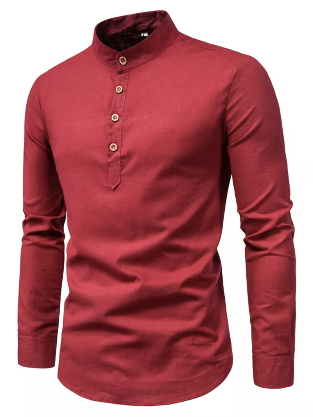 Men's Plus Size Casual Mandarin Collar Button-Up Shirt, image 5