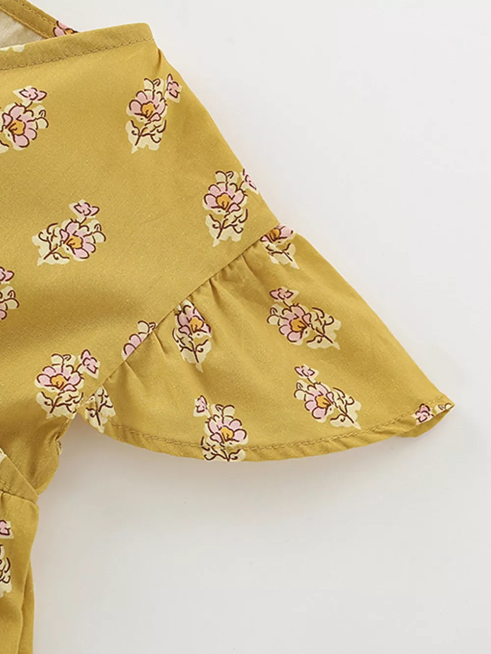 Children's Floral Print Ruffle Sleeve Wrap Dress, image 4