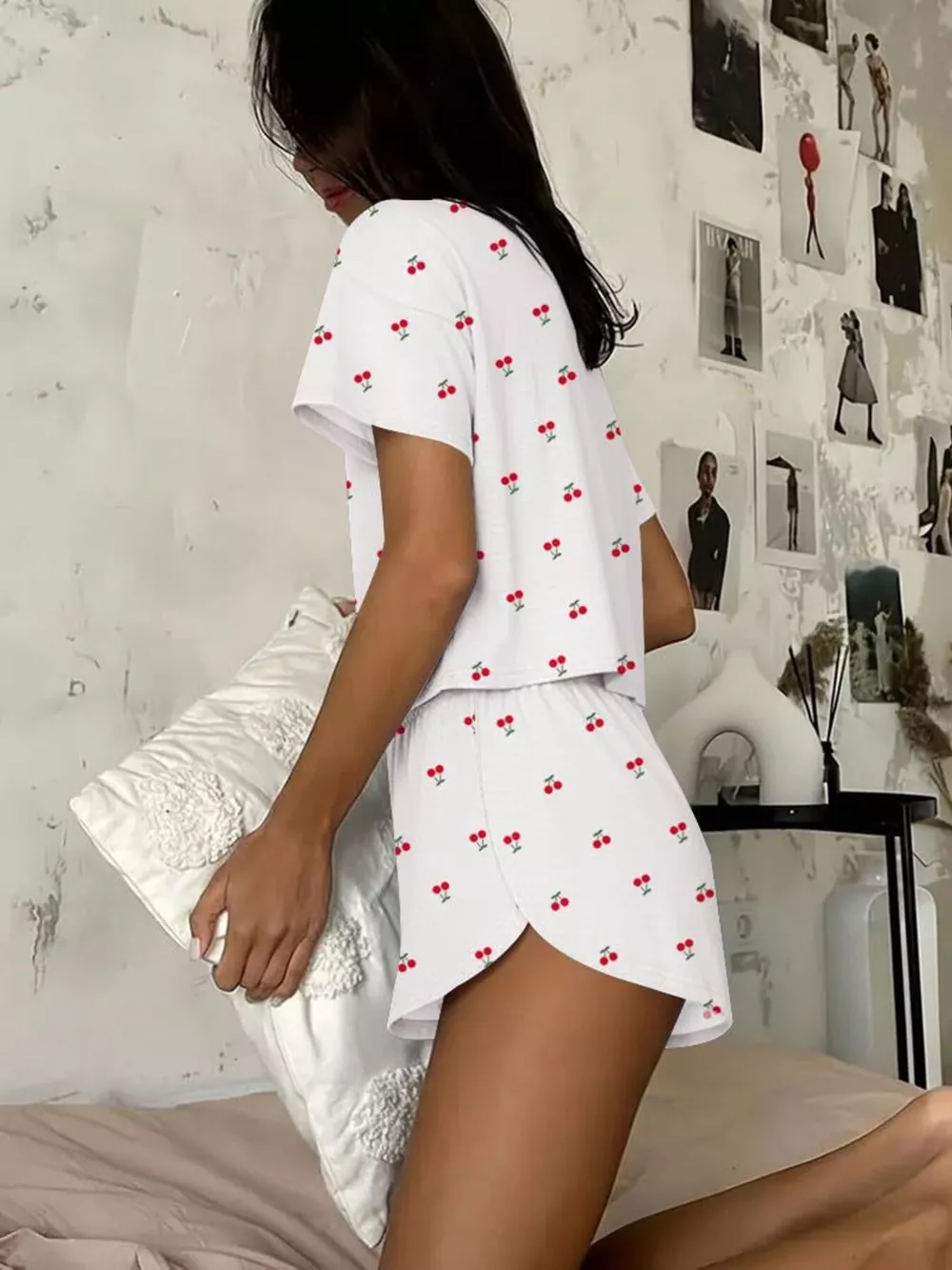 Printed Round Neck Tee and Shorts Set, image 16