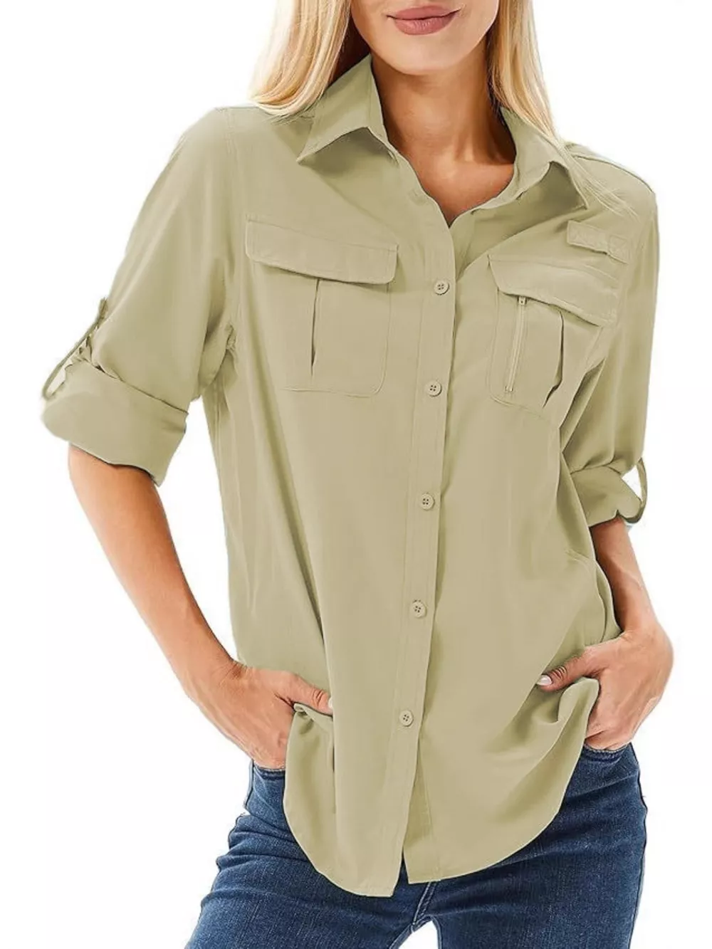Full Size Roll-Up Sleeve Button Up Shirt Plus Size, image 2